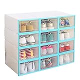 シューズボックス　透明クリアーケース 男性・女性 【靴箱/収納】【12箱入り】ブルー