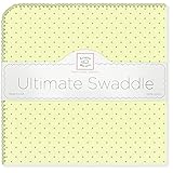 SwaddleDesigns Ultimate Swaddle Blanket, Made in USA, Premium Cotton Flannel, Pastel Polka Dots on K