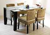 アジアン ダイニング5点セット ガラステーブル T350AT-C350AT 幅150cm ウォーターヒヤシンス【 リゾートホテル ダイニング】