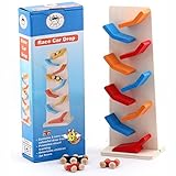 【 Alnair 】 木のおもちゃ くるくるスロープ 木製 知育滑空車 車 スロープ滑空レースカー 木製おもちゃ レインボースロープ 滑り台 ミニコースター ルーピング ビーズコースター サーキット 