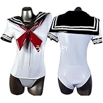 制服風 水着風 コスプレ衣装 レースクイーン 超光沢 白＆赤 Amazon.co.jp: 【KYUUCOS】Z 白＆赤 超光沢 ハイレグ クロス
