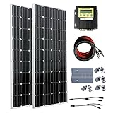 ECO-WORTHY 単結晶 300ｗ ソーラーパネル キット：160W*2個+20A MPPT チャージコントローラー＋ケーブル＋MC4　コネクター＋ Z 取付金具