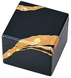 中谷兄弟商会 山中漆器 鏡付プチBOX 純金箔工芸 黒 金彩33-3501