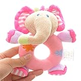 PlushピンクElephant Baby Take Along Ring Dolls Toys Infant Kids Baby Rattles Developmental Training Toy