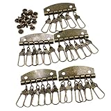 KUKU工房 キーケース金具 レザークラフト金具 材料 取付カシメ付き 5個セット (4連, アンティークゴールド)