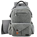 BENIFICER 大容量の赤ちゃんのおむつのバッグ灰色のおむつのバッグミイラのバックパックベビーカーのストラップのためのパッドを変更する防水素材