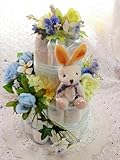 おむつケーキ　2段　ブルー　男の子用　キャンドルリング　　センスが良い 出産祝い　結婚祝 　人気ナンバーワン