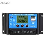 Anself 10A 12V/24V ソーラー充電コントローラ LCDディスプレイ オートレギュレータタイマー ソーラーパネル バッテリー ランプ 過負荷保護 (10A)