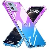 Moto G64 5G 用 ケース クリア 耐衝撃 グラデーション色 Moto G64y 5G カバー TPU バンパー 薄型 ワイヤレス充電 擦り傷防止 軽量 PC ストラップホール付き モトローラ モト G64 5G ケース 防塵 耐久 人気 ブルー/ブラック R97-SXJB-G64-04