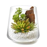 GREENPARK 多肉植物ミックスB ガラストラぺゾイド 白玉石 観葉植物 造花 フェイクグリーン