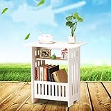 BEYONDA ベッドテーブル サイドテーブル ノートパソコンスタンド 収納棚 付き 組み立て式 (角形)