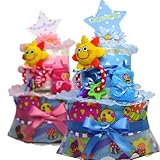 Sassy（サッシー）2段 新ピンク＆ブルー お食事エプロン＆選べる歯固めwithミニタオル (ムーニーＬ, ピンク)