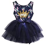 子供服　フラワー　ワンピース　ベビー　キッズ　女の子　ガーゼスカート　丸い襟　ノースリーブ (紺色, 80)