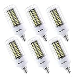 AmmToo pack of 6 E12 LED 12W corn bulb 85-265V 120Leds 5736 SMD 960LM White 4000-4500K Candelabra bu