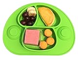強い吸引シリコン製 お食事用ミニマット 赤ちゃん 幼児適用 BPAフリー FDA食品級 滑り止めランチョンマット 丸洗い, ベビーベッド付き (グリーン)