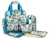 Baby Lovess 5 In 1 Diaper Bag Backpack Set Floral Mummy Bags with Chaning Pad,Light Blue by Baby Lov