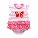 エルフ ベビー(Fairy Baby)ベビー服 ワンピース 半袖 夏用ロンパース 女の子 可愛い蝶柄 ピンク 6M