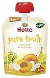 【フルーツピューレ バナナ、りんご、マンゴ、アプリコットミックス】Holle（ホレ）ベビーフード　オーガニックパウチ　有機JAS認定　６ヶ月から　９０g