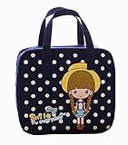 子供のためのかわいい漫画のランチトートバッグ再利用可能なランチボックスバッグ、ネイビーブルー