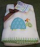 Garanimals so Cute White Baby Fleece Blanket with Embroidered Turtle Design by Garanimals