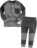 [Vaenait Baby]キッズ子供ベビー服綿100％ルームウェア長袖パジャマ寝間着上下セット Warm Line CharcoalM
