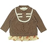 【秋冬物】(日本製) Pample Mousse(パンプルムース) 接結水玉シフォンフリル付トレーナー 90cm /BR NO.DP-53210