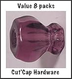 8 Pack of 1920's Finest Hexagonal Depression Glass Cabinet Knobs, Oil Rubbed Bronze Cut'n Cap Instal