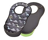 Bibetta ビベッタ 防水くるくるエプロン ウルトラビブ M ミディアム 2枚入 Dinosaur/Charcoal Gray ダイナソー/チャコールグレー