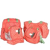 lanova マザーズバッグ ショルダーバッグ かわいい 4点セット 【ママリュック 子供用リュック 保温バッグ マザーバッグ】 おしゃれ オレンジ