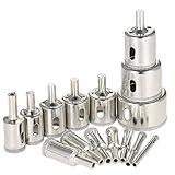 Mollytek 15本 セットガラス タイル ドリル 陶器　硝子 レンガ ライル ガラス 穴あけ　切削　工具 大理石ドリルビット、 ダイヤモンド ホールソー タイルホールソー 6-50mm