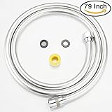 aizhyシャワーホース柔軟なダブルInterlocked anti-kink交換用シャワーパイプシルバークロム 2m