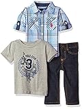 U.S. Polo Assn. Baby Boys' Sport Shirt Creeper and Pant Set Mlt PLD 3/6 Months [並行輸入品]