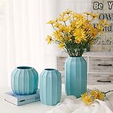 シンプルなファッション花瓶装飾家の居間デスクトップテレビキャビネット花の花の花の陶器3ピース ( 色 : 青 )