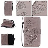 iPhone 4 / iPhone 4s ケース OMATENTI 手帳型 財布型 マグネット式 PUレザー スタンド機能 カードホルダ付き 衝撃吸収 耐衝撃 保護カバー (1-グレー)