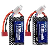 URGENEX 2S Lipo Battery 7.4v 1100mAh RC Lipo Batteries 8.14Wh 35C Li-Po Battery with Deans T Plug Fit for BEZGAR HS181/HM181, HBX 1/16 Scale RC Car Truck Truggy