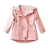 PAPA KIDS　子供服 女の子 アウター 上着 ウインド ブレーカー 子供コート カッパ フード長袖 春 秋　女の子服 (90cm, ピンク)