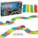 Raceレール車トラックToy Set for Kids誕生日andクリスマスギフトAge 3、4、5、柔軟なグローin theダークツイスタートラックwith LED電池式車Included 220