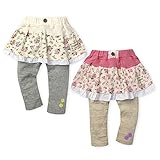 ベビー服 女の子 スカッツ ボトム 花柄 フリル ワッペン ウエストゴム 女児 (2.ピンク/90cm)