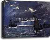 Aシースケープ、出荷by Moonlight byクロード・モネ用紙印刷壁アートギャラリーWrappedキャンバスアート 20in. x 24in.