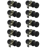 Probricoプライバシー内部ドアノブベッドとバスハンドルレバーキーレスブラックLockset Door Knob-Style 609 ブラック DL609BKBK