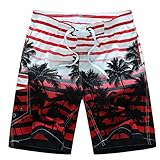 Aidle メンズ　サーフパンツ　ショーツ　水着　海水パンツ　海パン　ゴムウエスト　サーフトランクス (XXL, レッド)