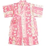 ベビー 甚平 女の子 じんべい うさぎ柄 日本製生地 和柄 綿100% 上下 ベビー服 うさぎ-ピンク-9808 95cm