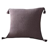 SikyeソリッドタッセルPillow Casesニット快適なクッションカバーホーム車装飾洗濯可能 45cm*45cm