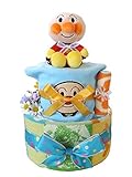 おむつケーキ アンパンマン 2段 ブルー 男の子用 (メリーズSサイズ(25枚入り))