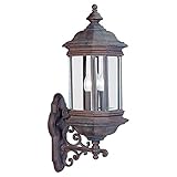 Sea Gull Lighting 8839-08 Outdoor Sconce with Clear Beveled?Glass Shades, Textured Rust Patina Finis