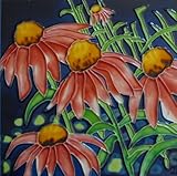 Coneflower花セラミック装飾壁アートタイル8 x 8