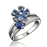 ブルー 花形 ジルコン指輪 愛の証 プリンセス デザイン バラ リング レディース アクセサリー アクセサリー パーティー ドレス プレゼント (18)