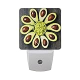 naanleアボカドフラワーシェイプPalta Guacamole原料ボウルダーク木製オートセンサーLED Dusk to Dawnナイトライトプラグinインドアfor Adults