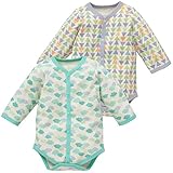 西松屋 EFD 2枚組長袖前開きロンパース肌着（雲・三角）【60cm・70cm・80cm】 新生児 80