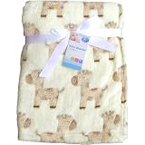 Super Soft & Fluffy Large Patterned Baby Blanket (Cream Ponies) by TeddyT's